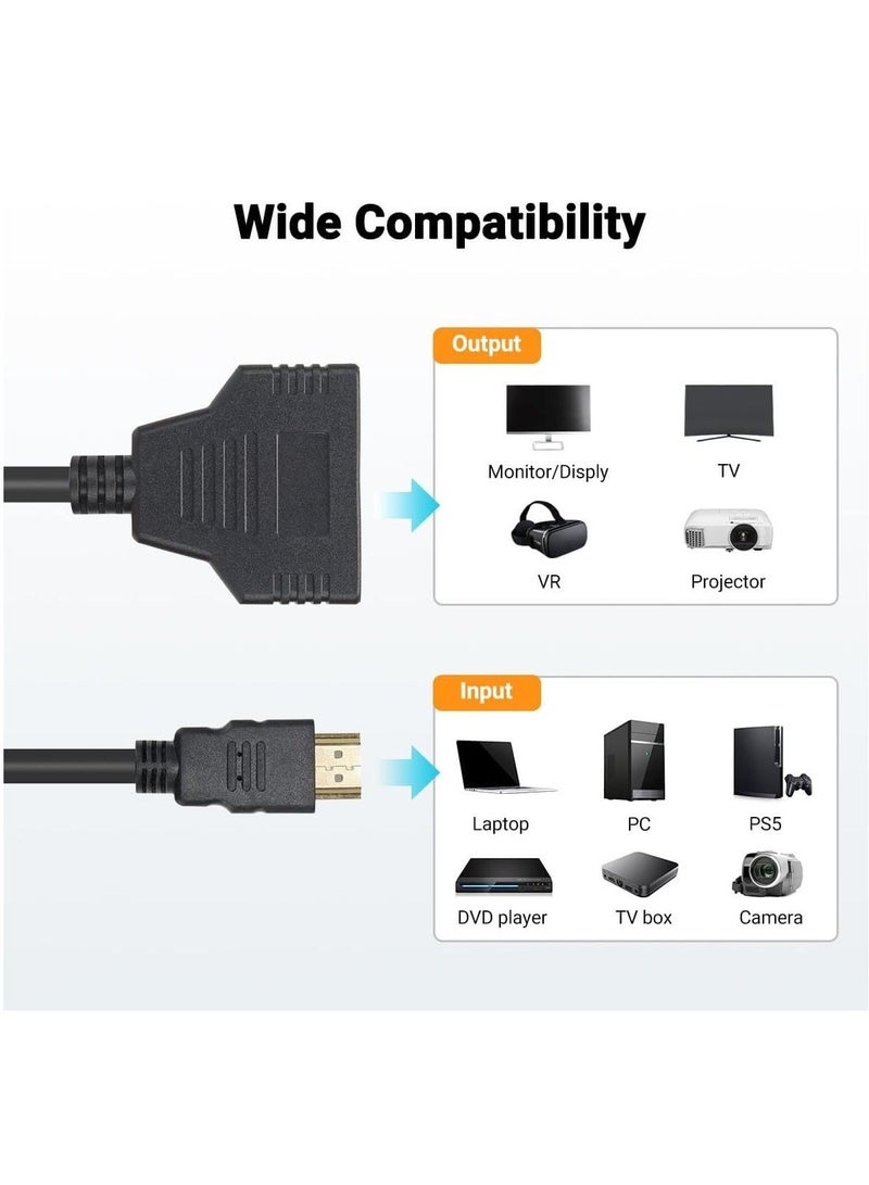 HDMI Splitter Adapter Cable 1 in 2 Out – HDMI Male to Dual HDMI Female Y Cable for TV Monitor Display (1PC) - Image 2